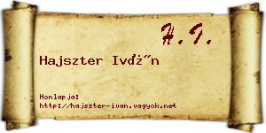 Hajszter Iván névjegykártya